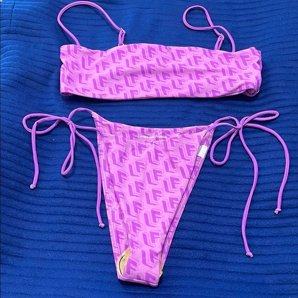 Lovers + Friends Pink Logo Bikini Set - Picture 1 of 4